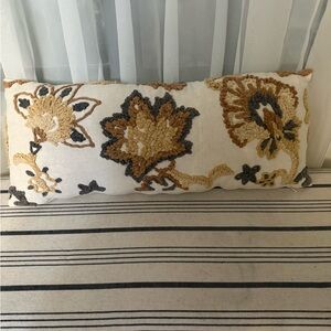 Elegant Floral Embroidered Pillow